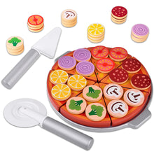 Load image into Gallery viewer, Koolbitz Cutting Play Food Toy for Kid Wooden Pizza Set Pretend Children Picnic Kitchen Accessories Cooking Velcro Toys Gift for Kids