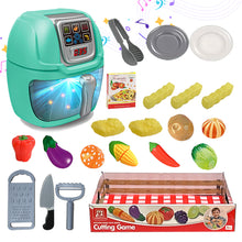 Load image into Gallery viewer, Koolbitz Kids Children Pretend Play Battery Operated Toy Set Air Fryer Toy working with sound Light Kitchen Pretend Play Toy Set with Play Food Fruits Vegetables Kitchen Accessories