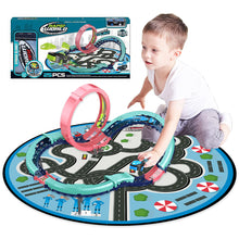 Load image into Gallery viewer, Koolbitz Kids Electric High Speed Slot Car Track Set with Large Play Mat - Battery Operated Racing Car with Roller Coaster Rails, Convertible City Map Storage Bag Educational Race Track Toy