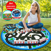 Load image into Gallery viewer, Koolbitz 18 Pcs Electric Metro Train Set with Blue Carpet Track, LED Lights & Realistic Train Sounds – Educational STEM Toy for Kids – Includes Storage Mat and Interactive Play Features