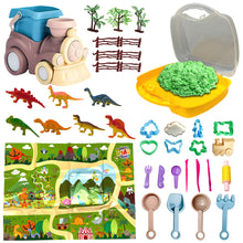 Load image into Gallery viewer, koolbitz Bucket Beach Train with 500g Space Sand Set Toy – Dinosaur Molds, Sandbox Playset with Portable Carry Case, Sandcastle Tools & Beach and Snow Accessories for Indoor/Outdoor Creative Play