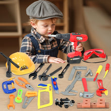 Load image into Gallery viewer, Koolbitz Kids Children Pretend Play Tools Construction Toy Set Pretend Role Play Tool Toys with Helmet Drill Chainsaw Hamer and More Kids Tool Set