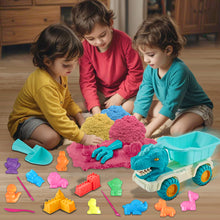 Load image into Gallery viewer, Koolbitz 22 Pcs Kids Beach Sand Play Set with Dinosaur Truck, 12 Animal Moulds, 1000g Sand, Shovels & Tools in Portable Carry Case for Indoor & Outdoor Playset for Kids Age 3+ Above