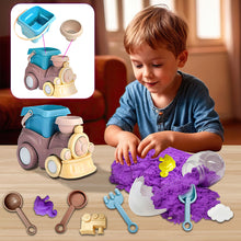 Load image into Gallery viewer, Koolbitz 12 Pcs Bucket Beach Train Playset with Sand Set, Dinosaur Egg, Molds & Tools - Non-Toxic Space Sand for Creative Indoor & Outdoor Fun, Perfect for Beach, Snow, or Sandbox Play, Ages 3+