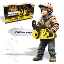 Load image into Gallery viewer, Koolbitz Toy Chainsaw for Kids, Electric Realistic Children Play Toy with Sound Pretend Play Outdoor Lawn Toy Chain Saw for Toddlers Best Birthday Gifts for Children Battery Operated Yellow