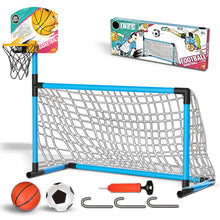 Load image into Gallery viewer, Koolbitz Kids 2 in 1 Basketball Hoop and Football Goal Set for Children, Hoop, Net, Ball, Pump Kids Basketball Hoop and Stand Girls Boys, Outdoor Indoor Activities Toy All in One