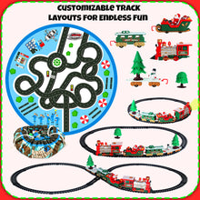 Load image into Gallery viewer, Koolbitz Electric Holiday Train Track Set for Kids – Realistic Train with Lights, Sound Effects, Adjustable Track Design, and Multi-Use Playmat for Hands-On Learning