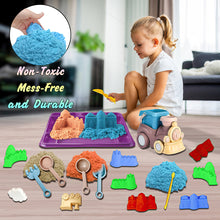 Load image into Gallery viewer, Koolbitz Kids Beach Play Sand Toy 22 Pcs Playset with 750g Magic Sand & Beach Train Bucket, Sand Pit Building Tools Model Educational Molds-Creative Sandcastle Toy Carry Bag Gift for Kids Boy Girl