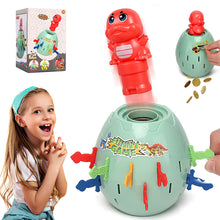 Load image into Gallery viewer, Koolbitz Dinosaur Surprise Action Game Interactive Coin Bank for Kids Pop Up Dinosaur, Fun Family Game with Spring-Loaded Dinosaur Includes Colorful Pegs and Stickers - Children's Action Board Game