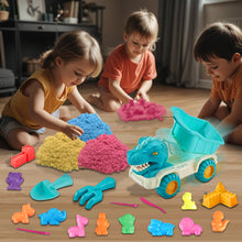 Load image into Gallery viewer, Koolbitz 22 Pcs Kids Beach Sand Play Set with Dinosaur Truck, 12 Animal Moulds, 1000g Sand, Shovels & Tools in Portable Carry Case for Indoor & Outdoor Playset for Kids Age 3+ Above