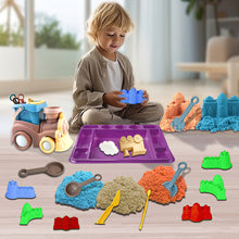 Load image into Gallery viewer, Koolbitz Kids Beach Play Sand Toy 22 Pcs Playset with 750g Magic Sand & Beach Train Bucket, Sand Pit Building Tools Model Educational Molds-Creative Sandcastle Toy Carry Bag Gift for Kids Boy Girl