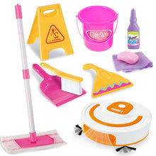 Load image into Gallery viewer, Koolbitz Cleaning Set for Kids 10PCs Toy Playset with Simulation Automatic Vacuum Robot, Mop, Brush & Realistic Cleaning Tools for Toddlers Age 3+ Fun Role Play Christmas Newyear Birthday Gift