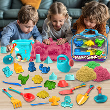 Load image into Gallery viewer, Koolbitz 31PCS Kids Beach Sand Toy Set with Animal Moulds, Castle Building Moulds, Sand Tools, Bucket, and Portable Carry Bag Ð Ideal for Creative Toy Play at The Beach, Sandbox, and Indoors