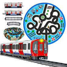 Load image into Gallery viewer, Koolbitz 18 Pcs Electric Metro Train Set with Blue Carpet Track, LED Lights & Realistic Train Sounds – Educational STEM Toy for Kids – Includes Storage Mat and Interactive Play Features