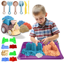 Load image into Gallery viewer, Koolbitz Kids Beach Play Sand Toy 22 Pcs Playset with 750g Magic Sand & Beach Train Bucket, Sand Pit Building Tools Model Educational Molds-Creative Sandcastle Toy Carry Bag Gift for Kids Boy Girl