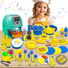 Load image into Gallery viewer, Koolbitz 53PCs Kids Air Fryer Kitchen Playset with Interactive Cooking Features–Realistic Pretend Play Set for Boys & Girls with Light, Sound, Color-Changing Food, Utensils, Cookware, Food Accessories