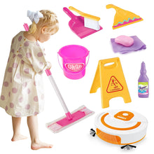 Load image into Gallery viewer, Koolbitz Cleaning Set for Kids 10PCs Toy Playset with Simulation Automatic Vacuum Robot, Mop, Brush & Realistic Cleaning Tools for Toddlers Age 3+ Fun Role Play Christmas Newyear Birthday Gift