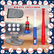 Load image into Gallery viewer, Koolbitz  Baseball sets with Launcher Kids' Tee ball Toy Sets with Adjustable & Fixed Pillar Baseball bat Garden Toys Target and Ejector Batting Adaptable Height Outdoor Game