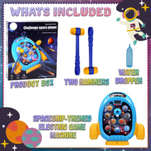Load image into Gallery viewer, Koolbitz Interactive Spaceship Game Machine - Electric Arcade with Music, Lights & Water Effects - Fun Educational Toy for Kids, Includes 2 Hammers & Water Dropper