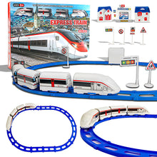 Load image into Gallery viewer, Koolbitz Electric Express Train Set for Kids 24-Piece Battery Operated Toy Train with Track, Tunnel, Signs, and Accessories | Fun Educational Playset for Boys and Girls Age 3+