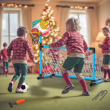 Load image into Gallery viewer, Koolbitz Kids 2 in 1 Basketball Hoop and Football Goal Set for Children, Hoop, Net, Ball, Pump Kids Basketball Hoop and Stand Girls Boys, Outdoor Indoor Activities Toy All in One