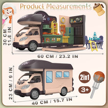 Load image into Gallery viewer, Koolbitz 60Pcs Kids Pretend Play 2 in 1 Bus with Kitchen Miniature Tools & Furniture Accessories, Music & Lights, Fun Playset for Toddlers & Ages 3 and Up