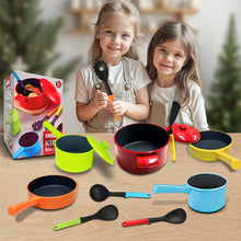 Load image into Gallery viewer, Koolbitz 12 Pcs Kids Kitchen Toy Accessories Set Utensils Cookware Toys Pots and Pans Toddler Pretend Cooking Playset Realistic Toys Playset for Kids 3 4 5 6 Years Old