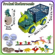 Load image into Gallery viewer, Koolbitz Dinosaur Transporter Car Toy & 3D Dinosaur Egg Projector – Interactive Playset with 12 Dinosaur Figures, Light-Up Projection, Realistic Landscape Accessories – Educational & Imaginative Toy