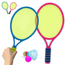 Load image into Gallery viewer, Koolbitz Children Kids Tennis Set 2 Rackets with Ball and Shuttlecock Kids Badminton Set Summer Indoor Outdoor Kids Play Garden