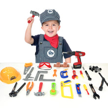 Load image into Gallery viewer, Koolbitz Kids Children Pretend Play Tools Construction Toy Set Pretend Role Play Tool Toys with Helmet Drill Chainsaw Hamer and More Kids Tool Set