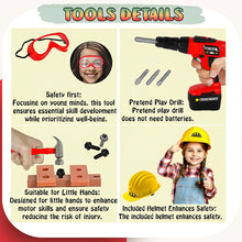Load image into Gallery viewer, Koolbitz 116 PCs 2-in-1 Parking Garage Toy & Tool Construction Playset for Kids - Multi-Level Red Parking Lot & Pretend Play Tool Kit Helmet Drill Accessories for Toddlers Boys and Girls