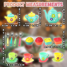 Load image into Gallery viewer, Kids Multicolor Tea Set Party Set with Dessert Candy Muffin Toys Including Cups & Plates, BPA Free PVC Free Teapot, For Little Girls Enhance Child Skills (22Pcs)