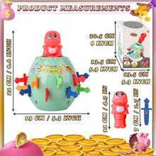 Load image into Gallery viewer, Koolbitz Dinosaur Surprise Action Game Interactive Coin Bank for Kids Pop Up Dinosaur, Fun Family Game with Spring-Loaded Dinosaur Includes Colorful Pegs and Stickers - Children's Action Board Game