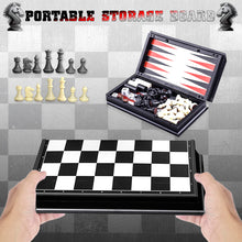 Load image into Gallery viewer, Koolbitz Pack of 2 Sets 3 in 1 Chess Checkers Draughts and Backgammon Game Board Set, Portable Folding with Magnetic Pieces, 36X36 cm for Kids Adults
