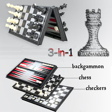 Load image into Gallery viewer, Koolbitz Pack of 2 Sets 3 in 1 Chess Checkers Draughts and Backgammon Game Board Set, Portable Folding with Magnetic Pieces, 36X36 cm for Kids Adults