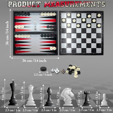 Load image into Gallery viewer, Koolbitz Pack of 2 Sets 3 in 1 Chess Checkers Draughts and Backgammon Game Board Set, Portable Folding with Magnetic Pieces, 36X36 cm for Kids Adults