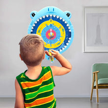 Load image into Gallery viewer, Cute Shark Shaped Magnetic Dart Board Set with 3 Darts, Plastic Hanging Wall Dartboard for Boys, Board Game Toy for Kids, Party Supplies Shark for Girls, Dart Board Set for Children
