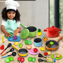 Load image into Gallery viewer, Koolbitz 50 Pcs Kids Kitchen Pretend Play Set, Kitchen Utensils & Food Set, Cutting Play Food Toy for Kids Kitchen Kids Kitchen Accessories for Toddlers 3 4 5 6 Years
