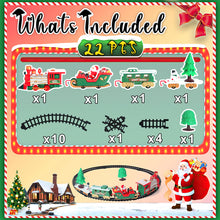 Load image into Gallery viewer, Koolbitz Deluxe Christmas Train Set Festive Holiday Locomotive with Sound, Lights, Tracks, 22-Piece Model Train Kit for Decoration and Play, Perfect for Under the Tree and Seasonal Display