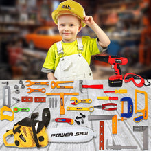 Load image into Gallery viewer, Koolbitz 37 Pcs Engineering Tool Kit Toy Set Pretend Play Chainsaw Tool Kit for Kids Construction Tool Game Set Pretend Play Tool Drill, Chainsaw & Other Tools Game for Children Gift for Boy Girl