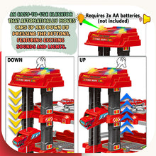 Load image into Gallery viewer, Koolbitz 116 PCs 2-in-1 Parking Garage Toy & Tool Construction Playset for Kids - Multi-Level Red Parking Lot & Pretend Play Tool Kit Helmet Drill Accessories for Toddlers Boys and Girls