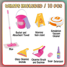 Load image into Gallery viewer, Koolbitz Cleaning Set for Kids 10PCs Toy Playset with Simulation Automatic Vacuum Robot, Mop, Brush & Realistic Cleaning Tools for Toddlers Age 3+ Fun Role Play Christmas Newyear Birthday Gift