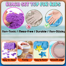 Load image into Gallery viewer, Koolbitz 12 Pcs Bucket Beach Train Playset with Sand Set, Dinosaur Egg, Molds & Tools - Non-Toxic Space Sand for Creative Indoor & Outdoor Fun, Perfect for Beach, Snow, or Sandbox Play, Ages 3+