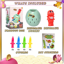 Load image into Gallery viewer, Koolbitz Dinosaur Surprise Action Game Interactive Coin Bank for Kids Pop Up Dinosaur, Fun Family Game with Spring-Loaded Dinosaur Includes Colorful Pegs and Stickers - Children's Action Board Game