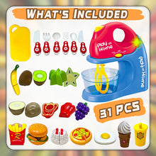 Load image into Gallery viewer, Koolbitz 31 Pcs Kids Kitchen Play Set, Toy Blender with Light, Cutting Fruits and Vegetables, Pretend Fast Food Playset, Kitchen Accessories for Ages 3 and Up