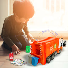 Load image into Gallery viewer, Koolbitz Garbage Truck Toy Bin Lorry with Sound Light, Educational Waste Management Playset with Sorting Bins, Sticker Sets Friction Powered Toy Vehicle for Kids 3+