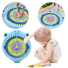 Load image into Gallery viewer, Cute Shark Shaped Magnetic Dart Board Set with 3 Darts, Plastic Hanging Wall Dartboard for Boys, Board Game Toy for Kids, Party Supplies Shark for Girls, Dart Board Set for Children