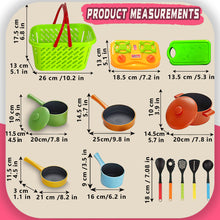 Load image into Gallery viewer, Koolbitz Kids Kitchen & Grocery Playset Cooking Utensils, Cutting Toys, Pots, Pans, Stovetop and Grocery Basket for Toddlers Age 3 for Birthday