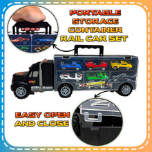 Load image into Gallery viewer, Koolbitz 4-Storey Parking Garage Playset with Truck Carrier, Includes 10 Cars, Spiral Ramps, Lift, Service Station for Kids Ages 3 and Up