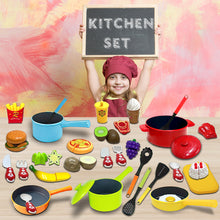 Load image into Gallery viewer, koolbitz Kids Kitchen Toys Set Children Kitchen Utensils & Food Set Cooking Toys Accessories Kit Kitchen Cooking Pots and Pans Playset Toddler Fruits Pretend Toy Gifts for Boys Girls